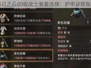 明日之后60级战士装备选择：护甲穿搭指南