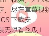 热门视频，无限畅享，尽在草莓视频 IOS 下载安装无限看丝瓜 IOS 免费大全