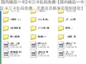 国内精品一卡2卡三卡乱码免费【国内精品一卡 2 卡三卡乱码免费，无需会员畅享无限制体验】