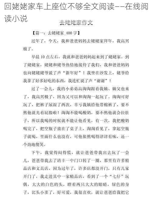 回姥姥家车上座位不够全文阅读——在线阅读小说