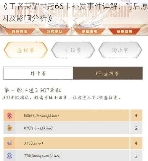 《王者荣耀世冠66卡补发事件详解：背后原因及影响分析》