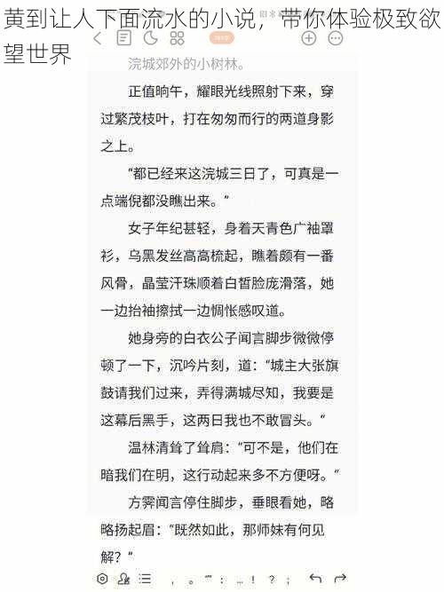 黄到让人下面流水的小说，带你体验极致欲望世界