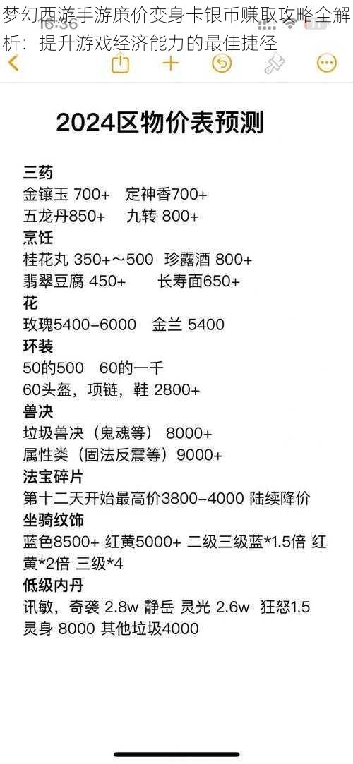 梦幻西游手游廉价变身卡银币赚取攻略全解析：提升游戏经济能力的最佳捷径