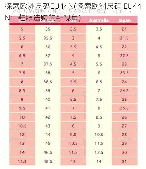 探索欧洲尺码EU44N(探索欧洲尺码 EU44N：鞋服选购的新视角)