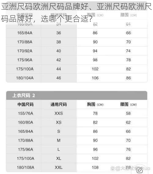 亚洲尺码欧洲尺码品牌好、亚洲尺码欧洲尺码品牌好，选哪个更合适？