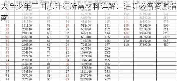 大全少年三国志升红所需材料详解：进阶必备资源指南