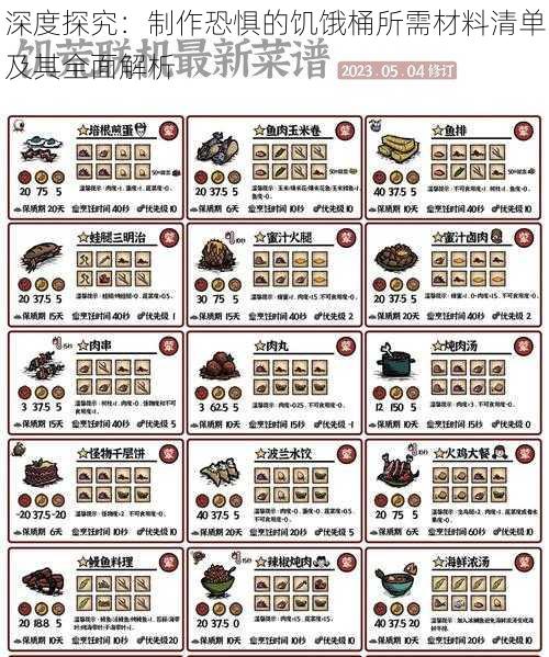 深度探究：制作恐惧的饥饿桶所需材料清单及其全面解析