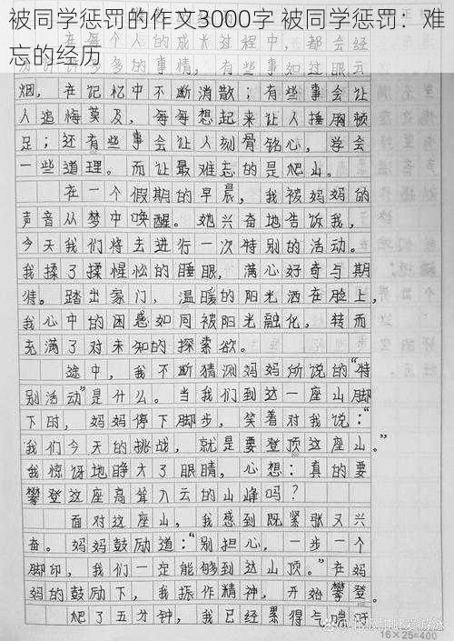 被同学惩罚的作文3000字 被同学惩罚：难忘的经历