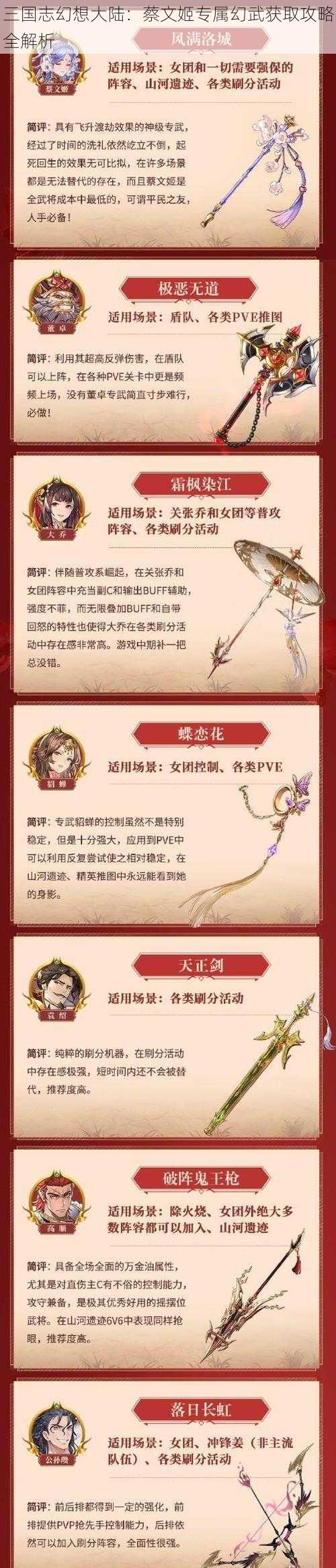 三国志幻想大陆：蔡文姬专属幻武获取攻略全解析