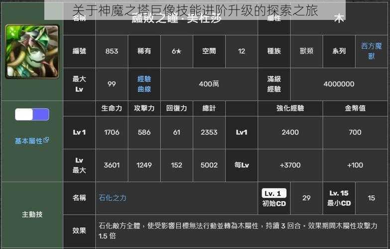 关于神魔之塔巨像技能进阶升级的探索之旅