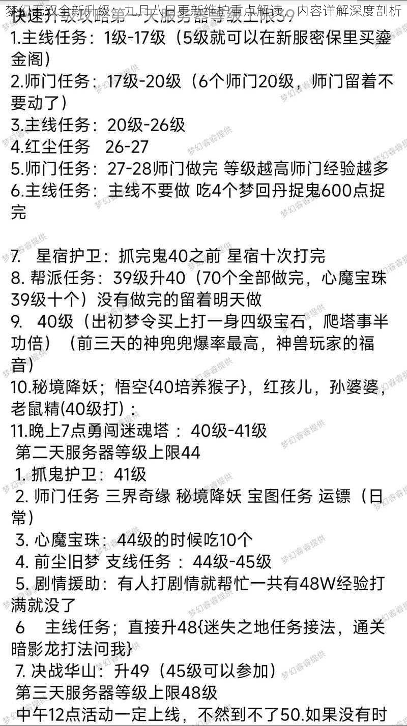 梦幻无双全新升级：九月八日更新维护重点解读，内容详解深度剖析