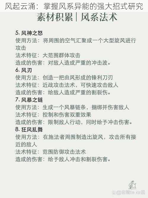 风起云涌：掌握风系异能的强大招式研究