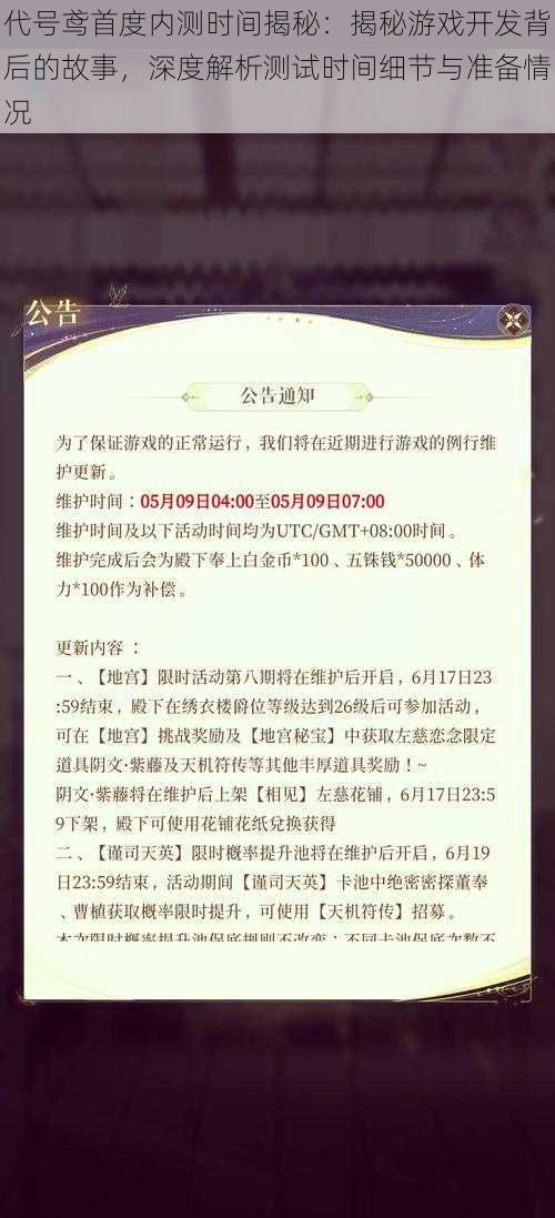 代号鸢首度内测时间揭秘：揭秘游戏开发背后的故事，深度解析测试时间细节与准备情况