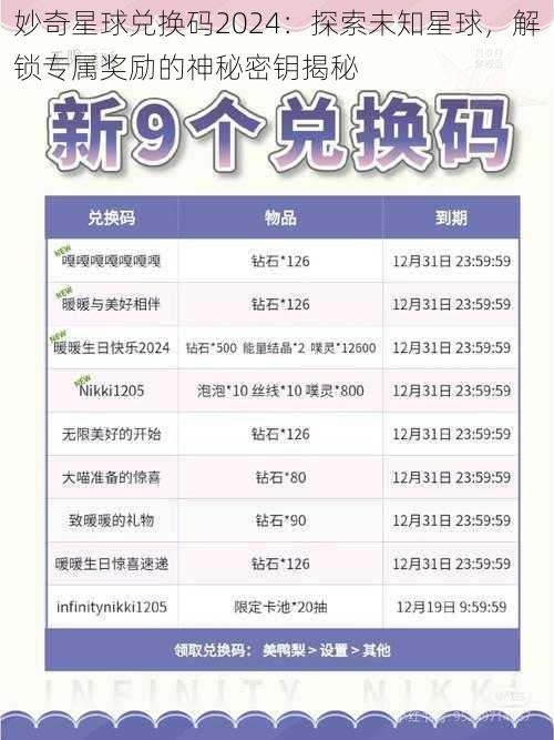 妙奇星球兑换码2024：探索未知星球，解锁专属奖励的神秘密钥揭秘