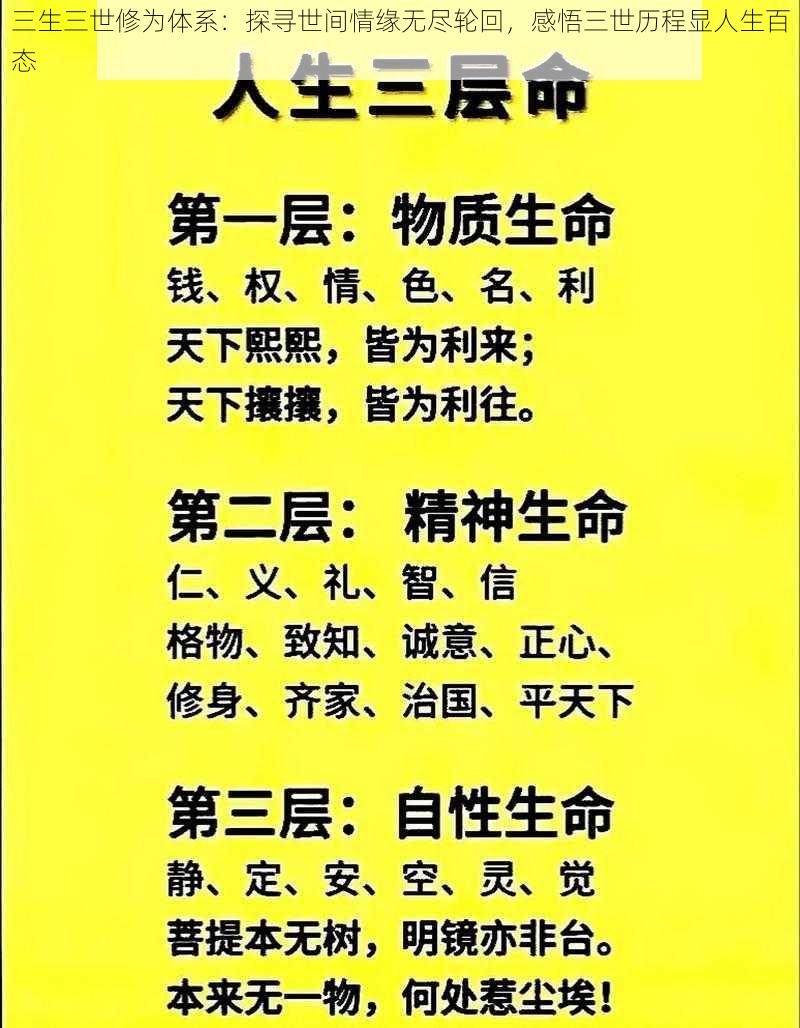 三生三世修为体系：探寻世间情缘无尽轮回，感悟三世历程显人生百态