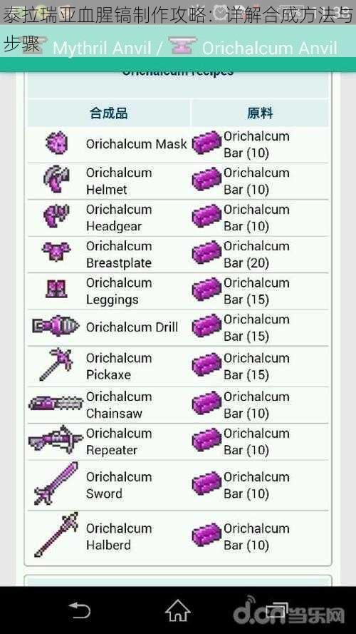 泰拉瑞亚血腥镐制作攻略：详解合成方法与步骤